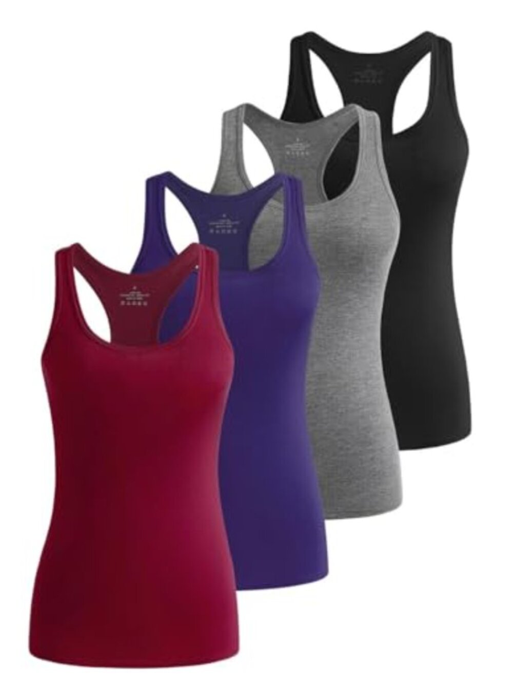 4 Pack Racerback Tank Tops Women Modal Spandex Workout Athletic Slim Fit
